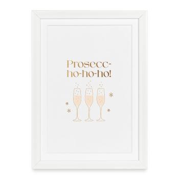Prosecc-hohoho, chemise de Noël drôle pour femmes - Affiche encadrée (27 × 37 cm) - blanc - Devant