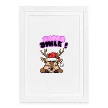 Good vibe - Renne Noël Endormi Charmant - Affiche encadrée (27 × 37 cm) - blanc - Devant