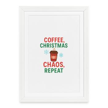 Café Chaos Noël - Affiche encadrée (27 × 37 cm) - blanc - Devant
