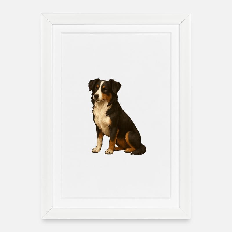 Border Collie - Affiche encadrée (27 × 37 cm) - blanc