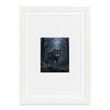Wolf at night in the cloud forest - Framed poster (27 × 37 cm) - white - Front