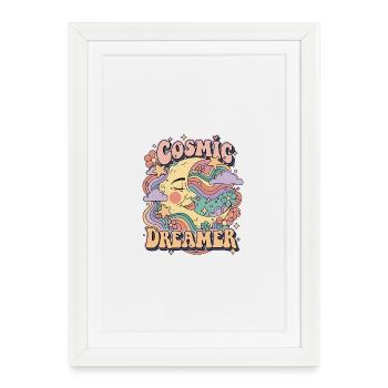 Rétro psychédélique – Rêveur cosmique - Affiche encadrée (27 × 37 cm) - blanc - Devant