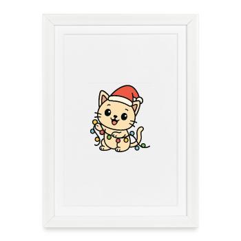 Cuddly Kitten Fairy Lights - Framed poster (27 × 37 cm) - white - Front