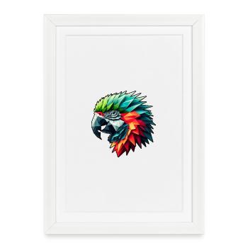 Parrot in Polygon Design Colorful - Framed poster (27 × 37 cm) - white - Front