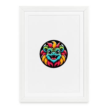 Dragon Bande Dessinée Colorée - Affiche encadrée (27 × 37 cm) - blanc - Devant