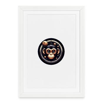 Singe Hublot Fenêtre Astrologie Étoiles Ciel - Affiche encadrée (27 × 37 cm) - blanc - Devant