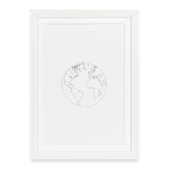 Weltkarte - Gerahmtes Poster (27 × 37 cm) - Weiß - Vorne