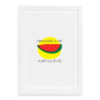 Croque la vie à pleines dents  - Affiche encadrée (27 × 37 cm) - blanc - Devant