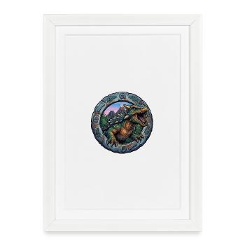 Ankylosaurus dans l’anneau volcanique - Affiche encadrée (27 × 37 cm) - blanc - Devant