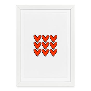 CŒUR. CŒURS. SAINT VALENTIN. LOVE. AMOUR. COUPLE. - Affiche encadrée (27 × 37 cm) - blanc - Devant