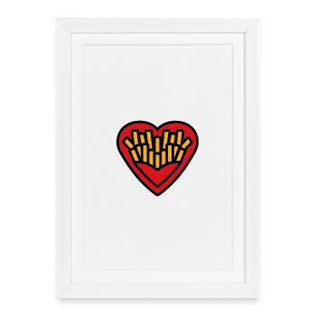 Heart Fries Pop Art - Framed poster (27 × 37 cm) - white - Front