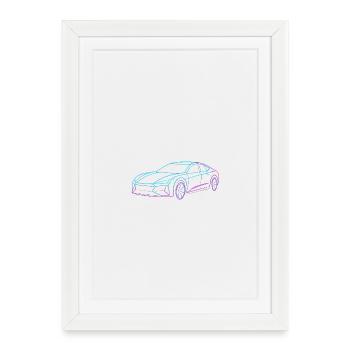Neon Artform Car - Framed poster (27 × 37 cm) - white - Front