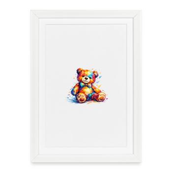 Colorful Geometric Bear - Framed poster (27 × 37 cm) - white - Front
