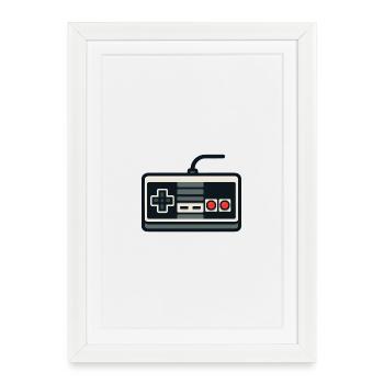 Retro NES Style Gamepad Outline - Framed poster (27 × 37 cm) - white - Front