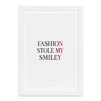La mode a volé mon smiley - Affiche encadrée (27 × 37 cm) - blanc - Devant