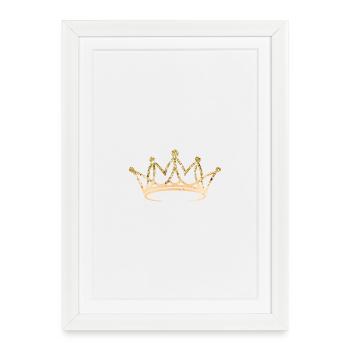 Couronne, élégante, dorée, personnalisable - Affiche encadrée (27 × 37 cm) - blanc - Devant