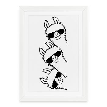 Amis Lama Équipe - Affiche encadrée (27 × 37 cm) - blanc - Devant