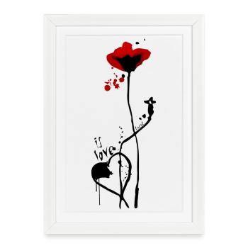 C’est l’amour.. avec design coquelicot - Affiche encadrée (27 × 37 cm) - blanc - Devant