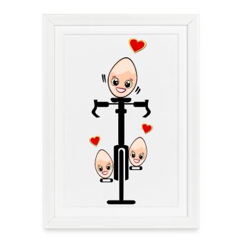 HAPPY EASTER FAMILY - VÉLO DE ROUTE EASTER EGGS - Affiche encadrée (27 × 37 cm) - blanc - Devant
