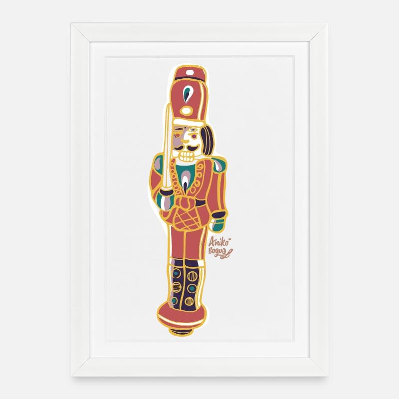 Bunter Nussknacker Deco Design - Gerahmtes Poster (27 × 37 cm) - Weiß
