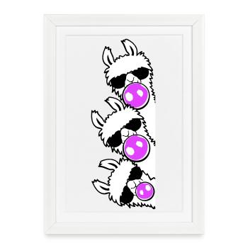 3 Llama Gum Bubbles Page Team Stacked Friends - Framed poster (27 × 37 cm) - white - Front
