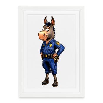Police Donkey - Framed poster (27 × 37 cm) - white - Front