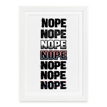 Nope Neon Glitch Text Stack - Framed poster (27 × 37 cm) - white - Front