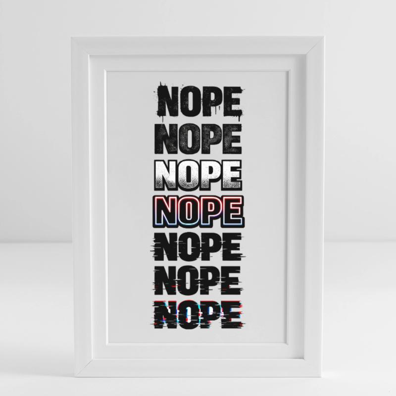 Nein, Neon-Glitch-Textstack Gerahmtes Poster (27 × 37 cm)