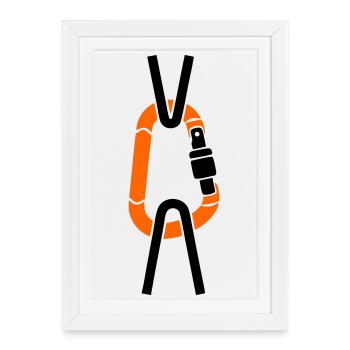 Carabiner Climbing Rope Arborist Alpinist - Framed poster (27 × 37 cm) - white - Front