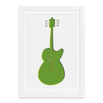 gitarre gruen relief - Gerahmtes Poster (27 × 37 cm) - Weiß - Vorne