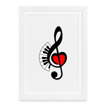Touche PIANO 3 - Affiche encadrée (27 × 37 cm) - blanc - Devant