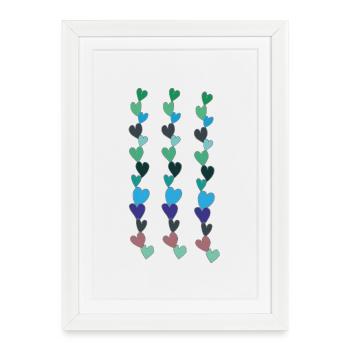 heart chain blue - Framed poster (27 × 37 cm) - white - Front