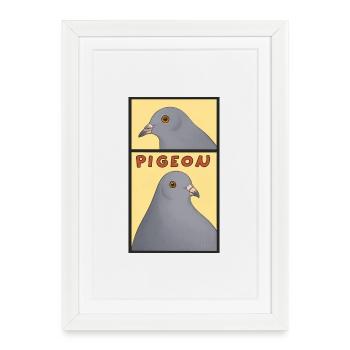 Pigeon Duo in Panels - Framed poster (27 × 37 cm) - white - Front