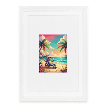 Gecko tropical dans le style néon - Affiche encadrée (27 × 37 cm) - blanc - Devant