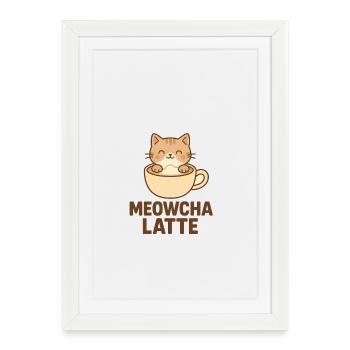 Meowcha Latte - Framed poster (27 × 37 cm) - white - Front
