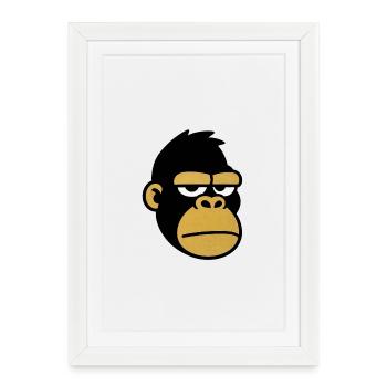 Dessin animé Tête de singe fatiguée - Affiche encadrée (27 × 37 cm) - blanc - Devant