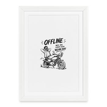 Offlineleben Motorrad Ohne WLAN - Gerahmtes Poster (27 × 37 cm) - Weiß - Vorne