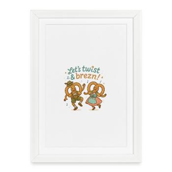 Dancing pretzels in Bavaria style - Framed poster (27 × 37 cm) - white - Front