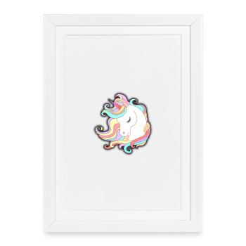 Licorne Pastel Rêve Illustration - Affiche encadrée (27 × 37 cm) - blanc - Devant