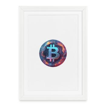 Le bitcoin dans la mer des flammes - Affiche encadrée (27 × 37 cm) - blanc - Devant