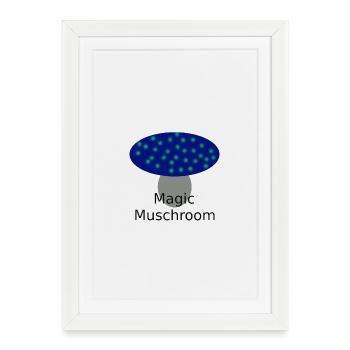 Neon Blue Mushroom Magic - Framed poster (27 × 37 cm) - white - Front