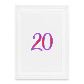 20. 20 ANS. 20e ANNIVERSAIRE. ANNIVERSAIRE 20 ANS. - Affiche encadrée (27 × 37 cm) - blanc - Devant