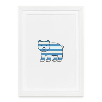 Bear with stripes in nautical style - Framed poster (27 × 37 cm) - white - Front