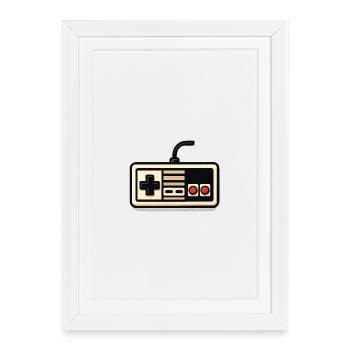 Retro NES controller design - Framed poster (27 × 37 cm) - white - Front