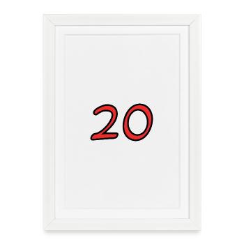 20. 20e ANNIVERSAIRE. ANNIVERSAIRE 20 ANS. 20 ANS. - Affiche encadrée (27 × 37 cm) - blanc - Devant