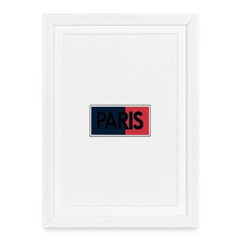 Paris Drapeau Split Typographie - Affiche encadrée (27 × 37 cm) - blanc - Devant