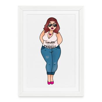 Curve is the new perfect - Framed poster (27 × 37 cm) - white - Front