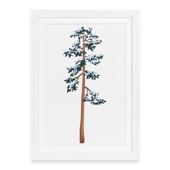 tall tree with snow - Framed poster (27 × 37 cm) - white - Front