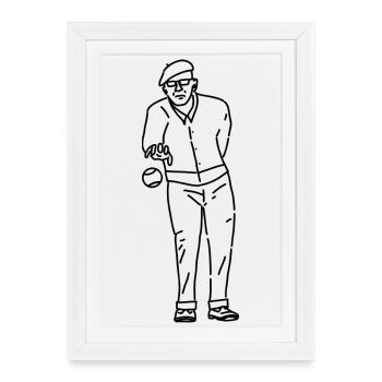 Petanque Spieler Rechtshänder - Gerahmtes Poster (27 × 37 cm) - Weiß - Vorne