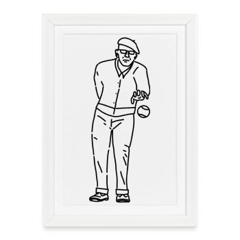 Joueur de pétanque gaucher - Affiche encadrée (27 × 37 cm) - blanc - Devant